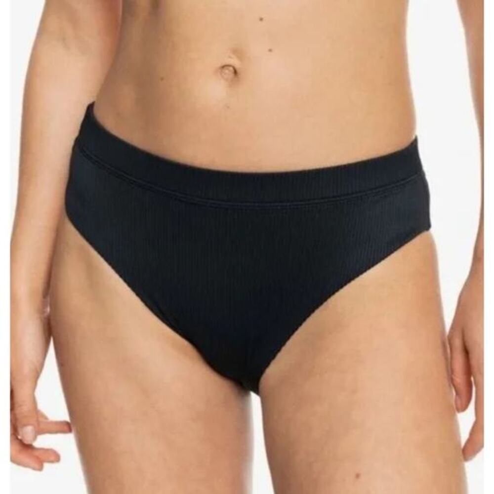 Roxy black ribbed high rise bikini bottoms